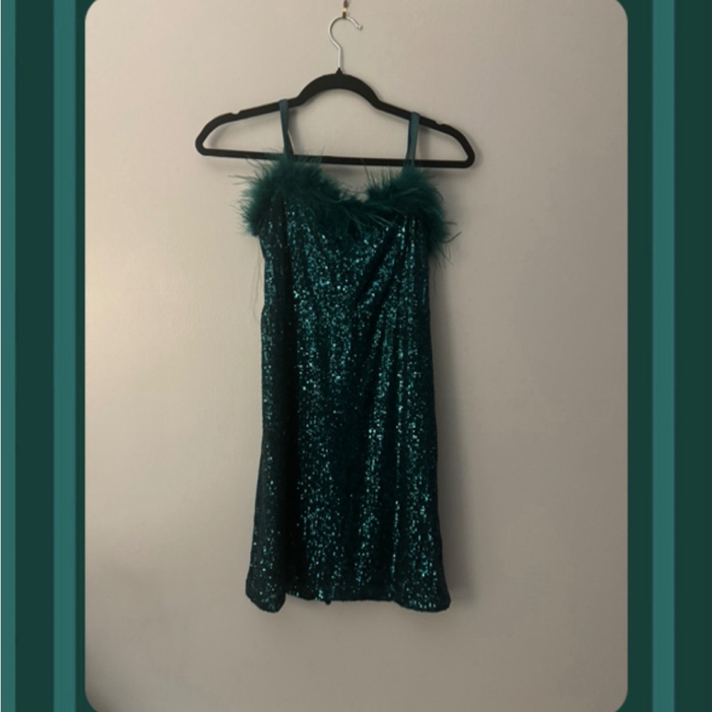 Nickie Lew Sparkling Teal Sequin mini Dress for girls sz14/L NWT